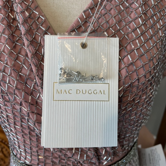 NWT Mac Duggal 93787 Lattice Beaded Short Sleeve Dress Rose Pink Size 8 - Picture 11 of 11